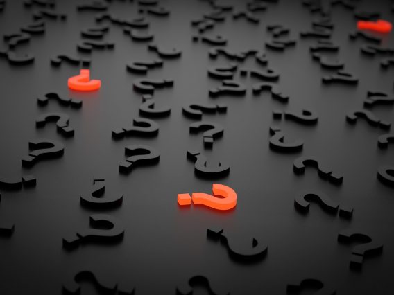 A glowing question mark